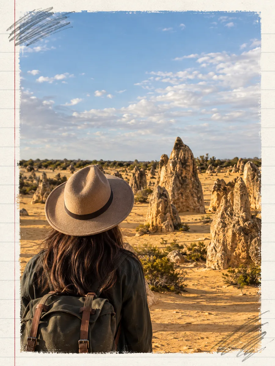 Panorama del Parco nazionale di Nambung e del Deserto dei Pinnacoli